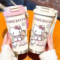 Cốc giữ nhiệt Hello Kitty yêu thích ống hút lót bằng thép không gỉ 316 cầm tay cho bé gái Instagram cốc cà phê cốc nước ngoài trời cho học sinh VSW4