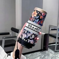 Cốc Giữ Nhiệt Hoạ Tiết Hoa Lá Coffee Dung Tích 500ml Có Kèm Ống Hút Chất Liệu inox 316