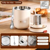 Cốc Giữ Nhiệt Inox 304 500ML Cốc Pha Trà/Cà Phê Có Lõi Lọc Kèm Ống Hút, Thìa Gấp Gọn Tiện Lợi (BBVT)