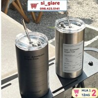 Cốc giữ nhiệt inox Iced Americano kèm ống hút 600ml-tặng kèm túi Cốc giữ nhiệt inox hình trụ đứng, kiểu dáng sang trọng