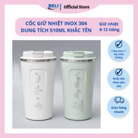 Cốc giữ nhiệt KHẮC TÊN 510ML 6 màu Pastel cốc coffee inox 304 bình giữ nhiệt 8-12h làm quà tặng