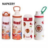 Cốc giữ nhiệt NAPKERY, Cốc cách nhiệt dung tích lớn bằng thép không gỉ 316, Bình nước hình con chó con / gấu cầm tay 500ML / 350ML