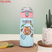 Cốc giữ nhiệt trẻ em WGLAWL, Cốc cách nhiệt nắp bật lên 500ml, Bình nước giữ nhiệt dung tích lớn có thể tái sử dụng hoạt hình dễ thương Trẻ em / Bé gái