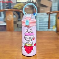 Cốc giữ nhiệt WGLAWL Labubububu, Cốc cách nhiệt nắp bật lên 500ml, Bình nước giữ nhiệt hoạt hình dễ thương bằng thép không gỉ dung tích lớn Trẻ em / Bé gái