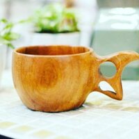 Cốc gỗ gõ đỏ tay cầm nguyên khối