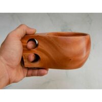 Cốc gỗ ly gỗ VKU dùng uống trà, uống nước đa năng chống nóng có tay cầm - Đường kính 10cm x H 6.5cm