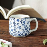 Cốc gốm, Cốc nước cà phê ăn sáng xuất khẩu Nhật Bản - Ly tráng men hoa văn vẽ tay