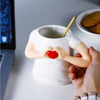 Cốc gốm hình trái tim, cốc nước cặp đôi, cốc trà, cốc cà phê, quà tặng sinh nhật ngày lễ tình nhân 520 cho cô ấy