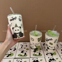 Cốc gốm nhà Mino cốc gấu trúc cốc có nắp cốc ống hút gấu trúc cốc sữa uống nước dễ thương cốc hoạt hình nhỏ