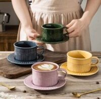 Cốc Gốm Sứ Kèm Đĩa Kê Vuông TS03 (THÙNG 30C)