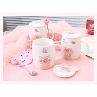 Cốc heo béo kèm thìa - sứ cao cấp