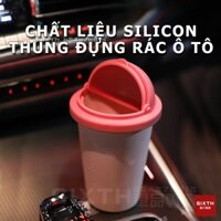 cốc hộp đựng rác ô tô Thùng rác ô tô mini có nắp đậy Thùng Rác Xe Hơi Thùng rác chống mùi Thùng rác cửa ô tô không thấm nước có thể giặt được