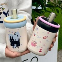 Cốc hút chân không CUPFUN, Bình nước cách nhiệt hoạt hình 500ml, Cốc giữ nhiệt bằng thép không gỉ Hello Kitty Black Cat