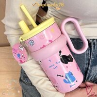 Cốc hút chân không KOPIEWDX78, Cốc cách nhiệt bằng thép không gỉ có nắp ống hút 316, 600ML di động có tay cầm Chai giữ nhiệt cho học sinh