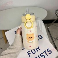 Cốc hút chân không ZHAOX55, Cốc uống nước hình gấu bơ 500ml hoạt hình, Bình nước cách nhiệt bằng thép không gỉ cầm tay