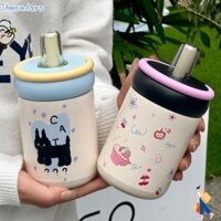 Cốc hút chân không THECEDARS0709, Bình nước cách nhiệt hoạt hình 500ml, Cốc giữ nhiệt mèo đen bằng thép không gỉ Hello Kitty dễ thương