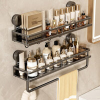 Cốc Hút Không Khoan Kệ Phòng Tắm, Giá Treo Khăn Có Móc, Khay Đựng Dầu Gội, Kệ Hút Bồn Cầu Có Thể Tháo Rời