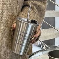 Cốc Inox 304, Cốc Uống Bia Inox Có Nắp Có Kèm Ống Hút Kim Loại
