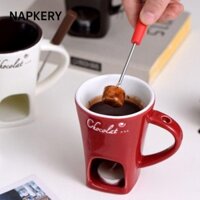 Cốc kẹo sô cô la NAPKERY, có nĩa Gốm sứ nóng chảy sô cô la, Nồi kem nóng Mini Cốc kẹo mềm