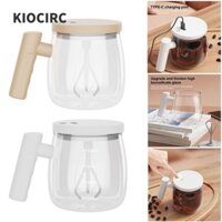 Cốc khuấy KIOCIRC, Cốc cà phê 400ml có thể sạc lại, Tự di động bền bỉ có nắp cốc thủy tinh