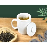 Cốc Lọc Trà Có Nắp Sứ Trắng Bát Tràng Ly Sứ Uống Nước Cao Cấp Làm Quà Tặng