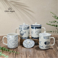 Cốc Lọc Trà, Cốc Uống Nước Gốm Sứ Bát Tràng, Cốc Sứ, Cốc Uống Nước Dung Tích 350ml 500ml | Gốm Ngọc