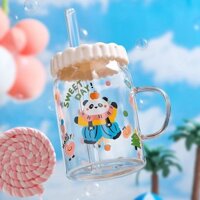 Cốc ly gấu trúc có ống hút cốc nước uống nước trái cây gia đình cô gái có giá trị cao cốc sữa