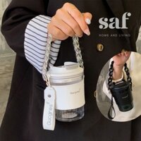 Cốc Ly Giữ Nhiệt Gucgress Có Nắp Và Bao Da Quai Xách Đi Kèm Thời Trang Độc Đáo 450ML
