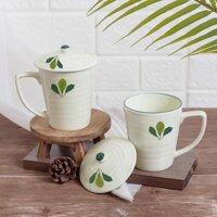 Cốc ly sứ có nắp Bát Tràng cao cấp - Cốc sứ uống trà - Cốc sứ uống nước đẹp có nắp giá rẻ - Ngò gai