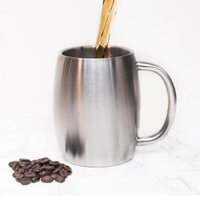 Cốc ly uống café bằng inox 304 GF400 loại 2 lớp chống nóng, có nắp nhựa, dung tích 400ml