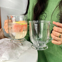 Cốc Miệng Lớn Gulu ‖ Cốc Thủy Tinh Retro Dung Tích Lớn Phong Cách Hàn Quốc Có Tay Cầm Nước ép Trà Sữa Sữa-2.21