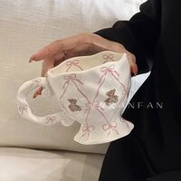 Cốc Mug Sáng Tạo Cốc Trà Gia Dụng Tráng Men Màu Phong Cách Cổ Cốc Gấu Bông Món Quà Lưu Niệm Đĩa Hoa Tulip Đáng Yêu