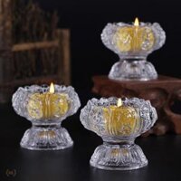 Cốc nến  CHÂN NẾN THỦY TINH  CỐC THỦY TINH ĐỰNG NẾN CAO CẤP CÓ CHÂN HÌNH SEN PHA LÊ CAO CẤP - Thấp