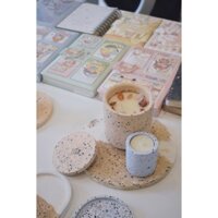 Cốc nến thơm Handmade decor bàn làm việc | 𝐂𝐨𝐧𝐜𝐫𝐞𝐭𝐞 𝐂𝐚𝐧𝐝𝐥𝐞 𝐭𝐞𝐚𝐥𝐢𝐠𝐡𝐭 𝐇𝐨𝐥𝐝𝐞𝐫