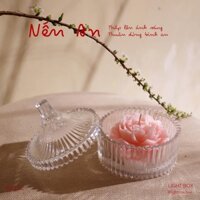 Cốc nến thơm trang trí hoa có nắp - Sáp ong tinh dầu tự nhiên