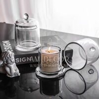 Cốc nến thuỷ tinh có nắp thuỷ tinh decor bàn bếp phòng khách sang trọng - AM Decor