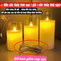 Cốc nến thủy tinh điện tử đèn cầy ly thủy tinh dùng sạc trang trí nhà hàng, quán cafe