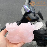 Cóc Ngậm Tiền Bằng Đá Thạch Anh Hồng