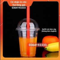 Cốc nhựa dùng 1 lần 400ml | 50 cái cốc nhựa nắp cầu