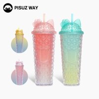 Cốc nhựa PISUZ WAY 710ml24OZ dung tích lớn hello kitty starbucks 2 lớp