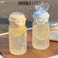 Cốc nhựa trong suốt EELHOE 500/600ml, bình đựng nước uống đôi dung tích lớn, dễ thương, hình graffiti, cốc đựng nước trong suốt có ống hút miiki_vn