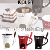 Cốc nóng chảy sô cô la KOLGT, Gốm sứ có nĩa Cốc kẹo sô cô la, Nồi kem nóng Mini đa chức năng Cốc kẹo mềm