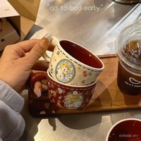 Cốc nước chịu nhiệt gốm sứ cặp đôi, cốc trà, Bộ cốc cà phê may mắn quà tặng sinh nhật giá trị cao