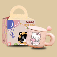 Cốc nước dễ thương dung tích lớn 400ml Cốc Hello Kitty Cốc gốm hồng