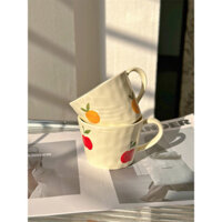 Cốc Nước Giá Rẻ Và Siêu Đẹp, Kem Gió Tráng Men Màu Tinh Khiết Vẽ Tay Cam Táo Cốc Gốm Sứ Không Nắp