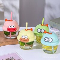 Cốc nước mini cốc Cầu Tàu ins cốc thủy tinh nhỏ cốc sữa cà phê nữ cốc sữa giá trị cao cốc béo có ống hút
