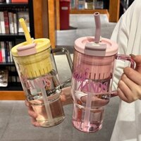 Cốc Nước Nhựa 1200ml Dung Tích Lớn Bình Nước Tươi Có Ống Hút Đơn Giản Nam Nữ Sinh Viên Big Mac Cốc Nước Uống Đôi Với Ống Hút