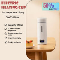 Cốc nước nóng điện 350ml, nhiệt độ không đổi ngoài trời Cốc sưởi cách nhiệt điện Màn hình kỹ thuật số Mini cầm tay
