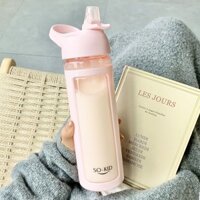 Cốc nước ống hút 700ml cốc nước thể thao chuyên dùng cho học sinh bằng nhựa dung tích lớn cho bé gái mùa hè màu hồng