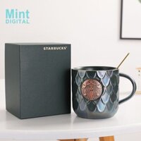 Cốc nước starbucks cốc sứ vảy cá đầy màu sắc phong cách châu âu cốc cà phê ngày lễ quà tặng sinh nhật cốc nước 414ml